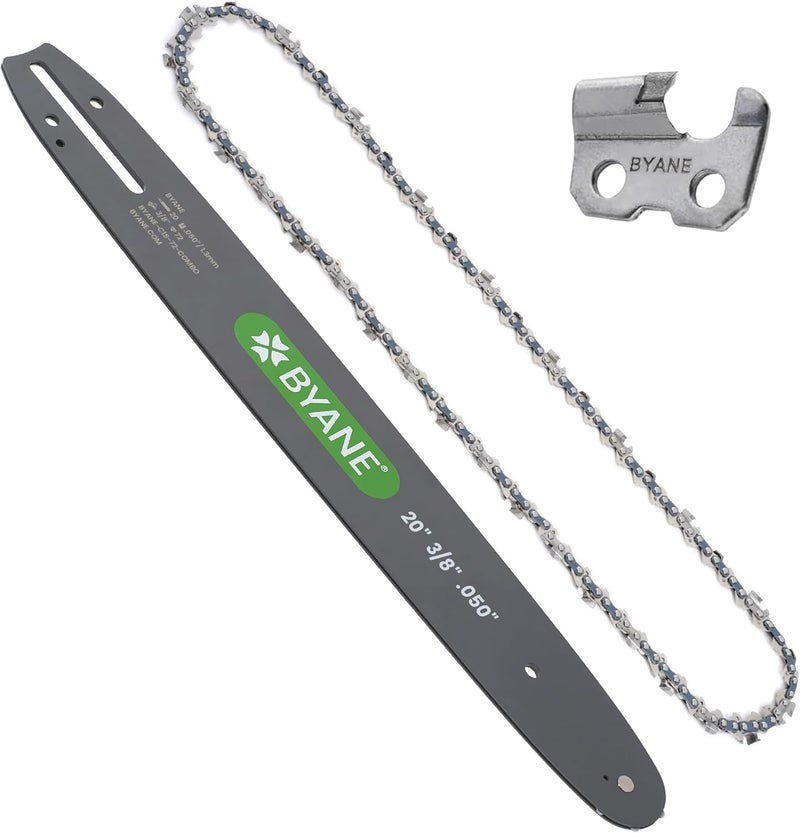 Byane 20 Inch Carbide Chainsaw Bar and Chain Combo for Husqvarna, 3/8" Pitch, 050" Gauge, 72 Drive Links Fits Husqvarna 455, 455 Rancher 460 Rancher 570, Poulan PP5020AV PR5020, and More - E72 584271 - Image 1